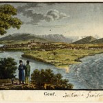 07p_09-jonction Une lithographie (XVIIIe-XIXe siècle) représentant la jonction du Rhône et de l'Arve.