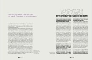 Pages d'entrée des belles feuilles du Garçon sauvage et de l'entretien avec Paolo Cognetti