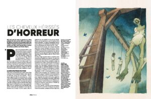 Les cheveux hérissés d'horreur