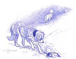bonheurvoyageurs "Un sauvetage". Illustration tirée de l'ouvrage "Une excursion au Grand Saint-Bernard" de Frédéric Regamey, XIXe siècle/ Collection Musée dauphinois.