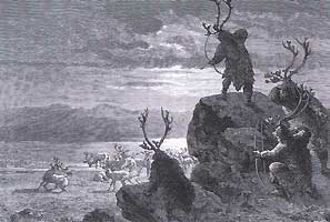 lesmontagnards Une chasse au renne, gravure d’Emile Bayard.